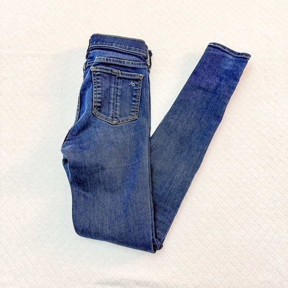Rag & Bone 10" Skinny Denim Jeans Med-Dark Wash Size 25 - Picture 2 of 7